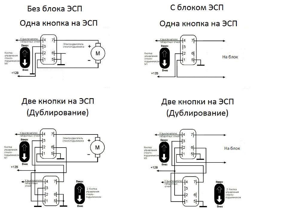 Схема подключения стеклоподъемников ваз 2114