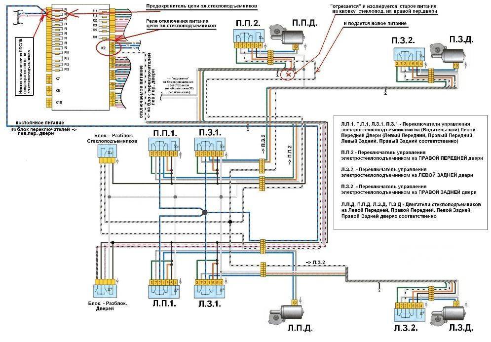 Схема стеклоподъемников калина 1118