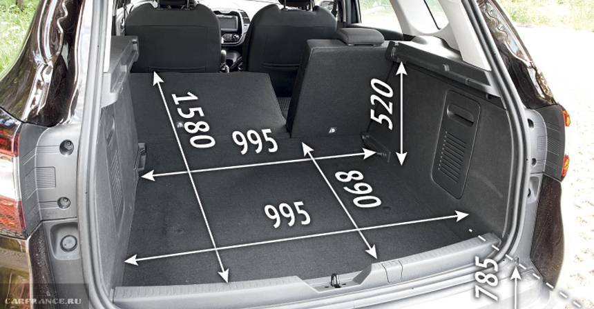 Чему в действительности равен объём багажника у Рено Каптур: точные размеры в см?