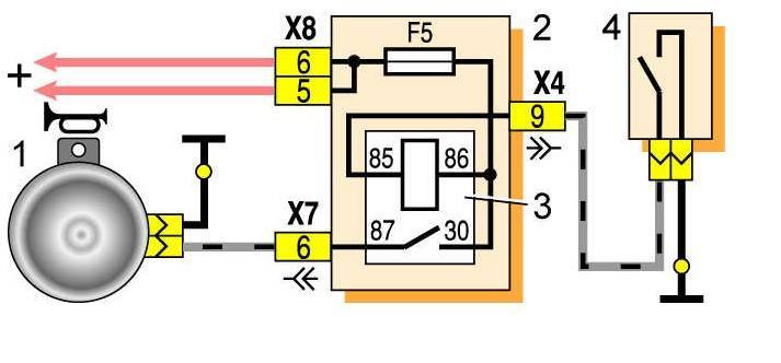 Схема подключения сигнала через реле на ваз 2112