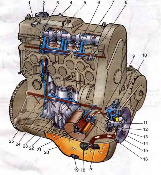 Схема смазки двигателя ваз 2109 - 90 фото