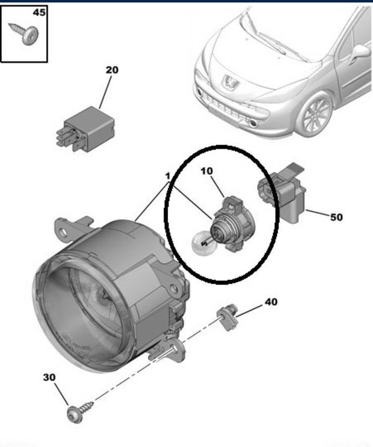 Тип лампы в поворотниках на Peugeot 207