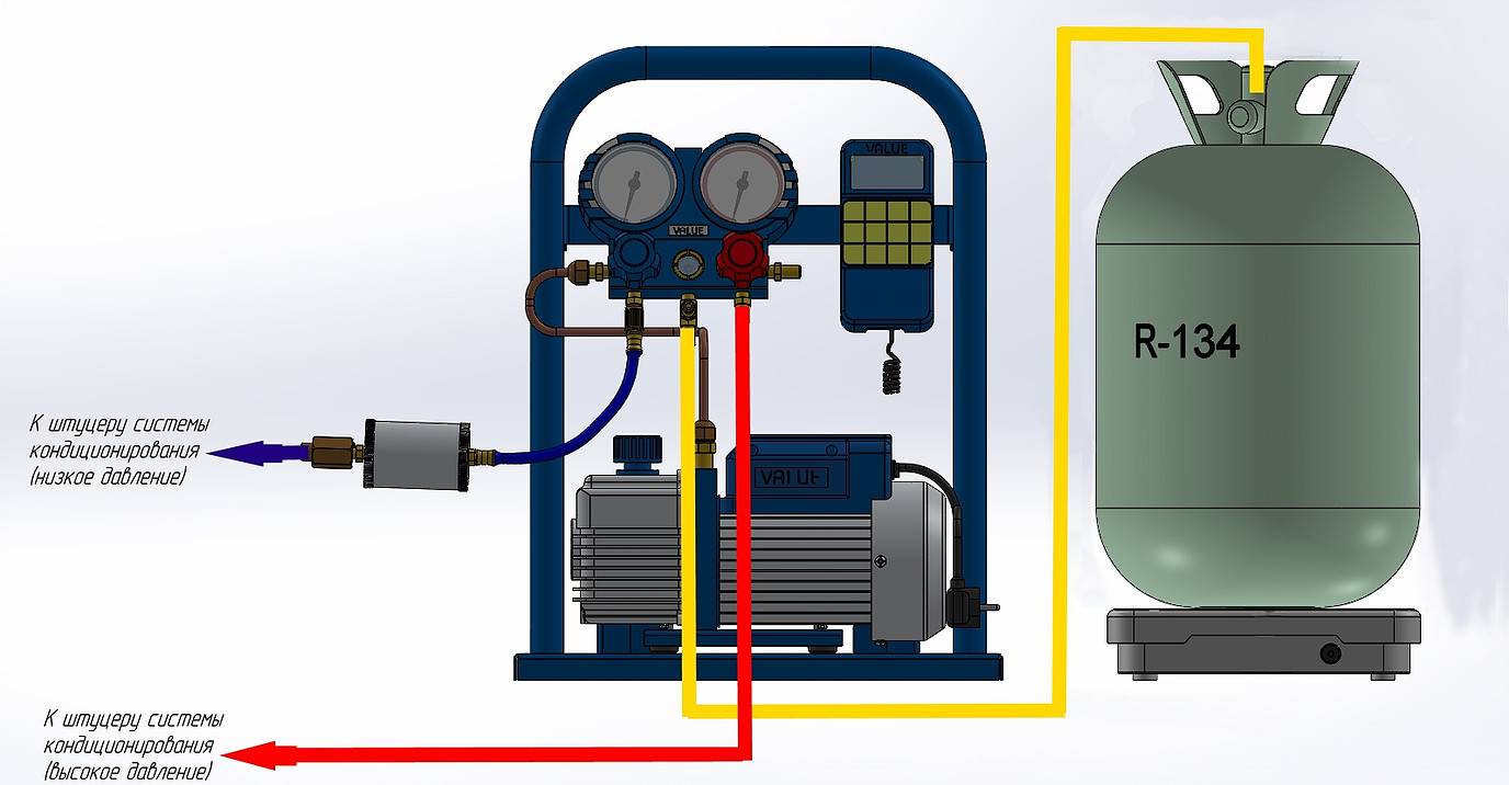 Схема подключения заправки автокондиционера