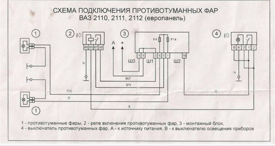 Схема включения задних противотуманных фар ваз 2110 - автомобильный портал automotogid